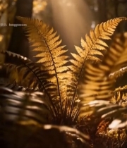  森林中阳光照射蕨类植物5081#竖屏 	 