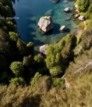  森林湖泊鸟瞰全景7660#竖屏 	 