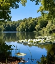  森林湖泊荷花自然风景3876#竖屏 	 