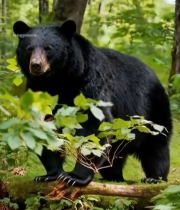  森林中的黑熊特写4111#竖屏 	 