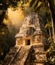  森林中的古老金字塔景观3337#竖屏 	 