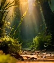  森林阳光穿透植被景象4738#竖屏 	 