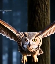  森林中飞翔的猫头鹰4478#竖屏 	 