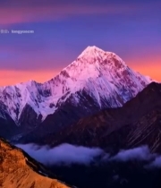  日落时分雪山全景4133#竖屏 	 