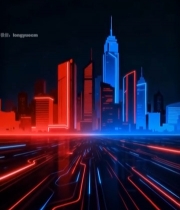  赛博朋克风格城市夜景素材7322#竖屏 	 