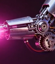  机械臂发射粉色光效4428#竖屏 	 