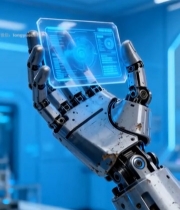  机械手臂持透明屏幕画面6130#竖屏 	 