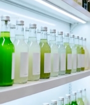  货架上排列的瓶装饮料5336#竖屏 	 