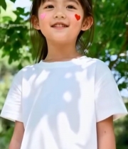  户外微笑小女孩面部特写175#竖屏 	 