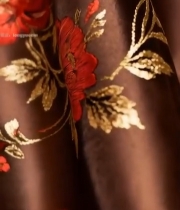  花卉图案丝绸面料特写3477#竖屏 	 