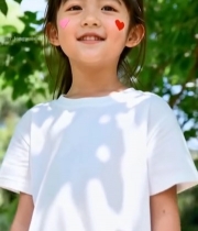  户外微笑小女孩面部特写175#竖屏 	 