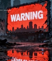  赛博朋克风格城市警示大屏2276#竖屏 	 