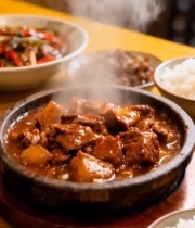  热气腾腾的中式菜肴美食2692#竖屏 	 