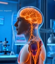  人体大脑及神经系统展示素材3960#竖屏 	 