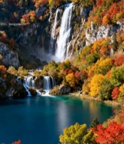  秋季瀑布自然风光(1)1878#竖屏 	 