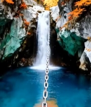  秋季瀑布自然风光素材5483#竖屏 	 