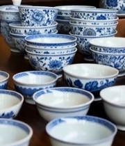  青花瓷茶具特写5093#竖屏 	 