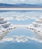  青海盐湖湖面倒影风景3325#竖屏 	 