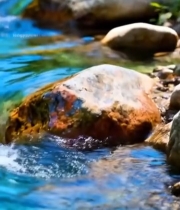  清澈溪流中的多彩石头1454#竖屏 	 