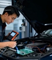  汽修工人检查汽车电路853#竖屏 	 