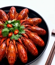  盘中小龙虾特写素材1740#竖屏 	 