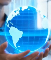  女性体验虚拟现实地球场景1401#竖屏 	 