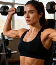  女性健身房举哑铃健身3778#竖屏 	 