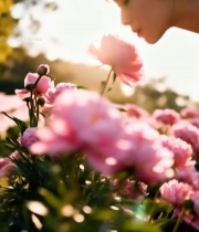  女子闻花香1880#竖屏 	 