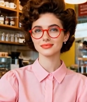  女子室内调整红色眼镜4296#竖屏 	 