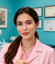  女医护人员诊所内竖拇指7336#竖屏 	 