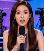  女主持人手持麦克风主持画面6205#竖屏 	 