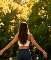  女子户外舒展双臂放松身心5704#竖屏 	 