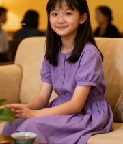  女孩坐沙发微笑4652#竖屏 	 