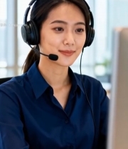  女客服戴耳机使用电脑工作2610#竖屏 	 