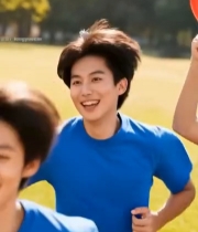  年轻人户外手持气球奔跑(1)7607#竖屏 	 