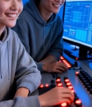  年轻人团队操作电脑画面2565#竖屏 	 