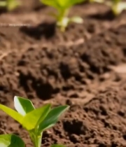  农田中生长的嫩绿植物7282#竖屏 	 