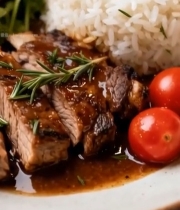  牛排米饭蔬菜套餐美食7413#竖屏 	 