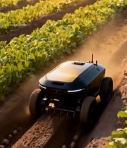  农田中的农业机器人作业画面7742#竖屏 	 