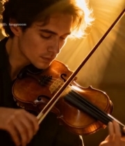  男子专注演奏小提琴6553#竖屏 	 