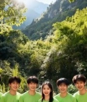  年轻人户外合影4988#竖屏 	 