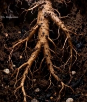  泥土中人参根部特写(1)5397#竖屏 	 