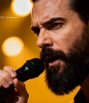  男子舞台手持麦克风演唱1988#竖屏 	 