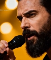  男子舞台手持麦克风演唱1988#竖屏 	 