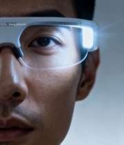  男子佩戴智能眼镜特写7862#竖屏 	 