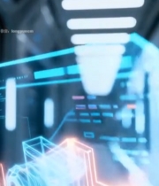  男子操作未来感全息屏幕1258#竖屏 	 