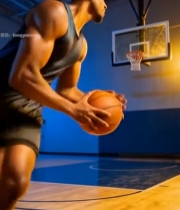  男性室内篮球场运球4041#竖屏 	 