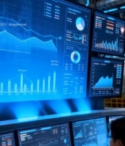  男子操作监控大屏查看数据(1)2678#竖屏 	 