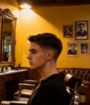  男性在理发店打理发型1415#竖屏 	 