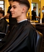  男士在理发店理发5821#竖屏 	 